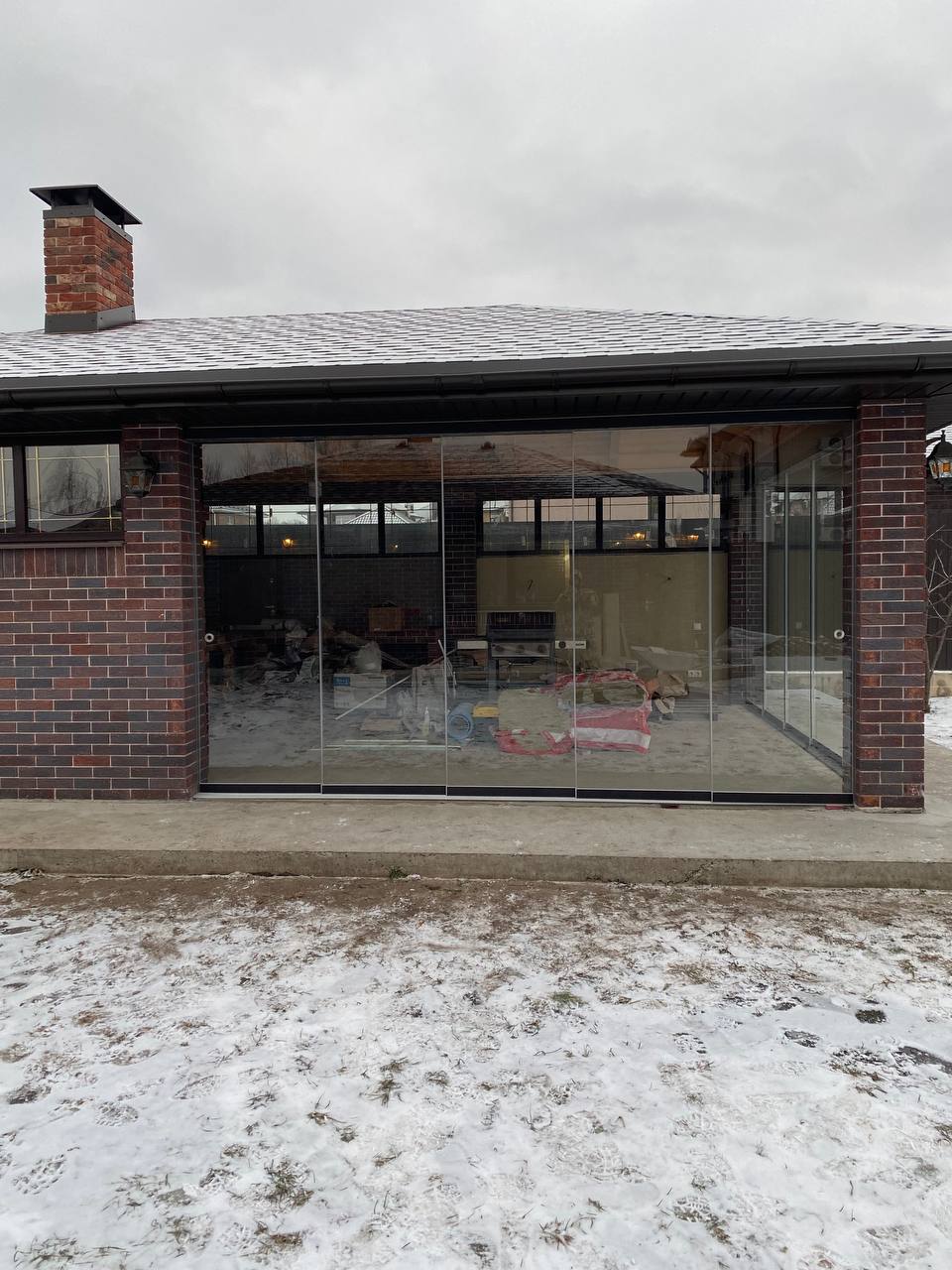 Brick Pavilion with Outdoor Kitchen
