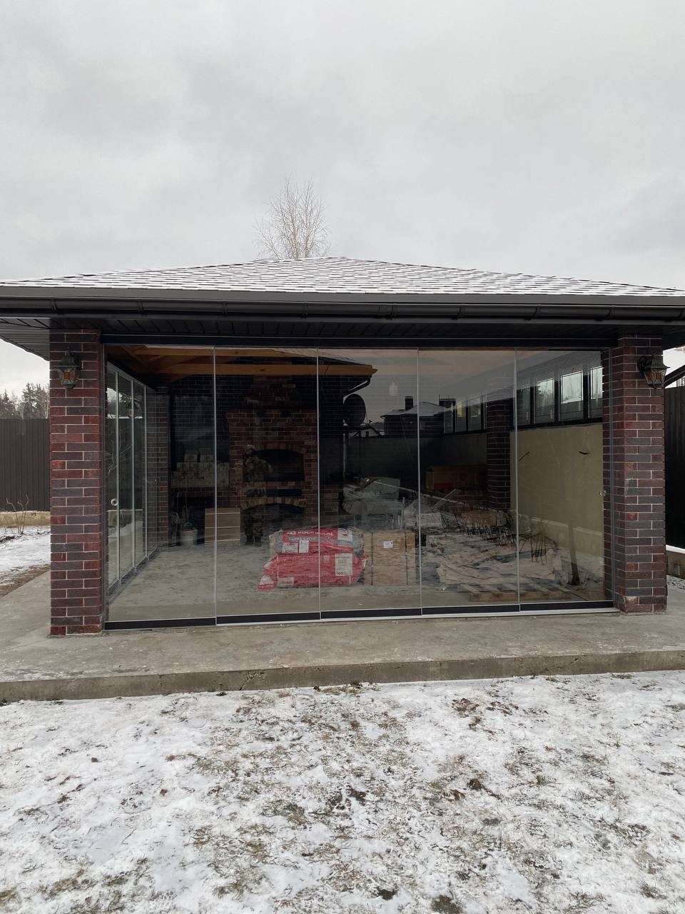 Brick Pavilion with Outdoor Kitchen — view 2